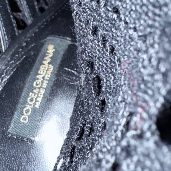 Dolce & Gabbana Black Lace Stiletto Booties Heels Peep Toe Size 37 EU 7 US Italy - Picture 5 of 13